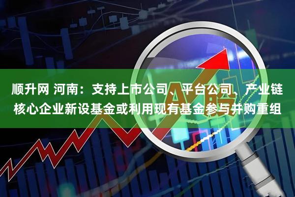 顺升网 河南：支持上市公司、平台公司、产业链核心企业新设基金或利用现有基金参与并购重组